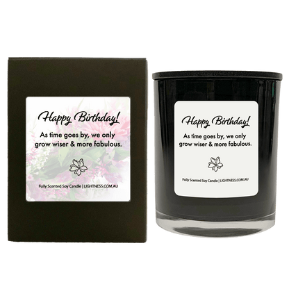 Candle in black  glass jar with black Gift Box - As time goes by, we only grow wiser and more fabulous.