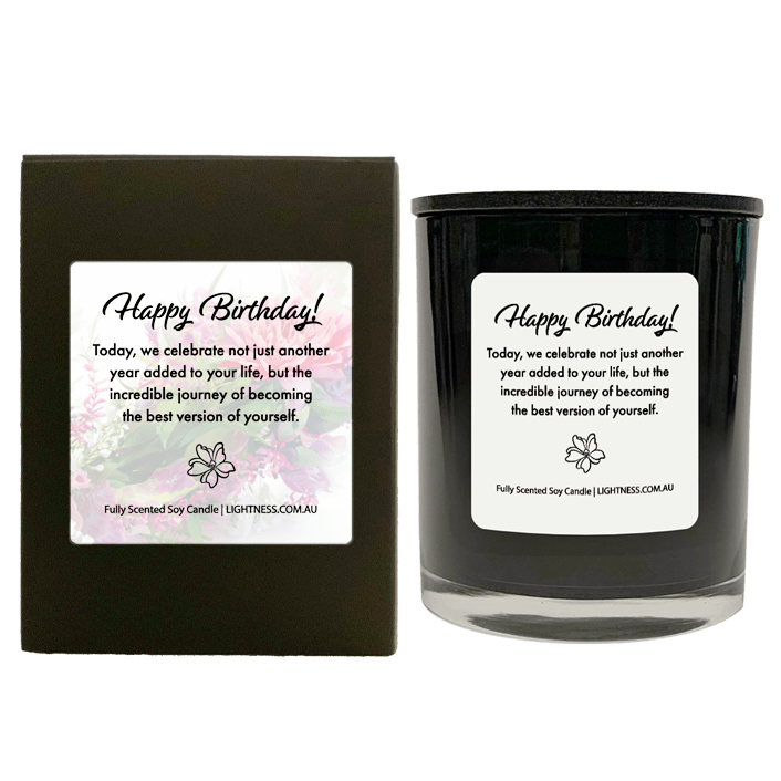 Candle in black  glass jar with black Gift Box - Today, we celebrate not just another year added to your life, but the incredible journey of becoming the best version of yourself.