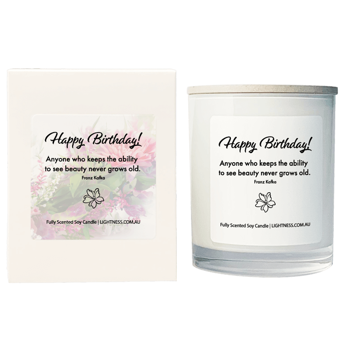 Candle in white glass jar with White Gift Box - Anyone who keeps the ability to see beauty never grows old.