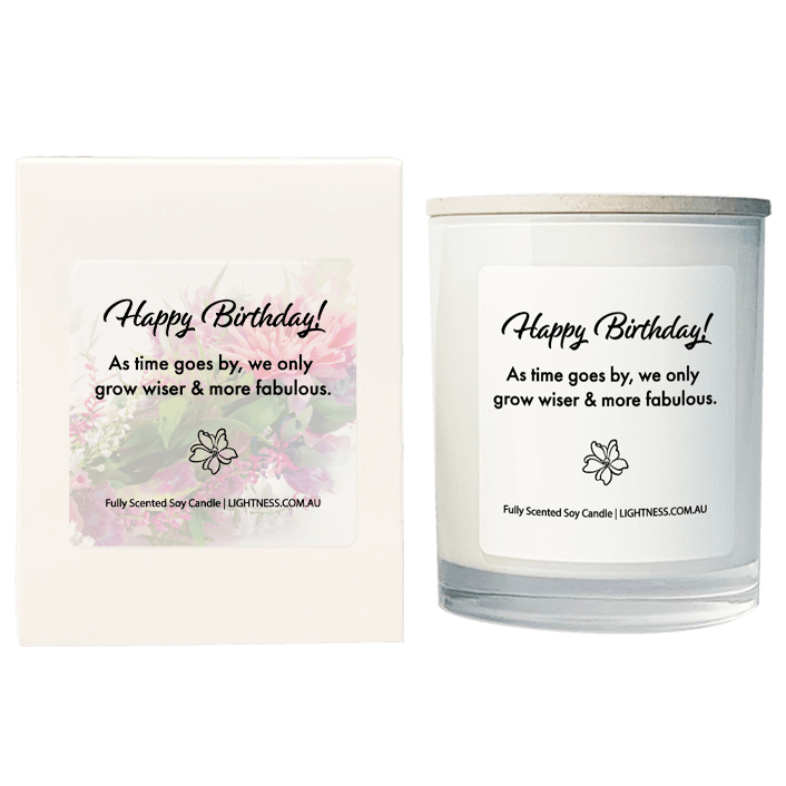 Candle in white glass jar with White Gift Box - As time goes by, we only grow wiser and more fabulous.