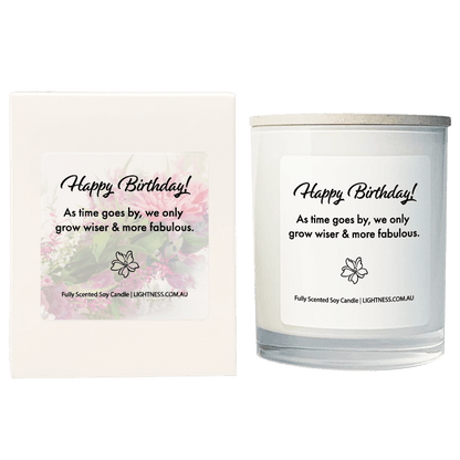 Candle in white glass jar with White Gift Box - As time goes by, we only grow wiser and more fabulous.