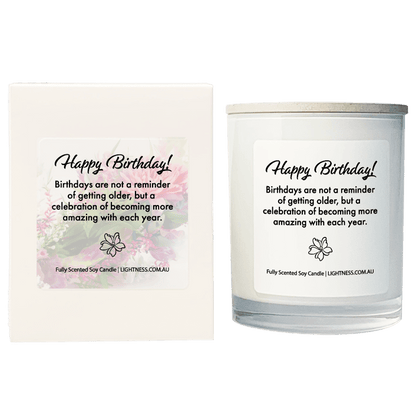 Candle in white glass jar with White Gift Box - Birthdays are not a reminder of getting older, but a celebration of becoming mor