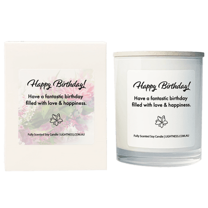 Candle in white glass jar with White Gift Box - Have a fantastic birthday filled with love and happiness.