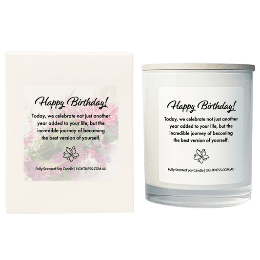 Candle in white glass jar with White Gift Box - Today, we celebrate not just another year added to your life, but the incredible journey of becoming the best version of yourself.