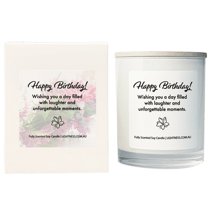 Candle in white glass jar with White Gift Box - Wishing you a day filled with laughter and unforgettable moments.