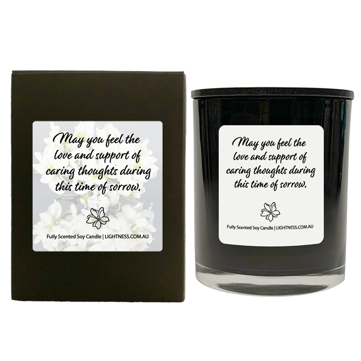 Candle in black  glass jar with black Gift Box - May you feel the love and support of caring thoughts during this time of sorrow.