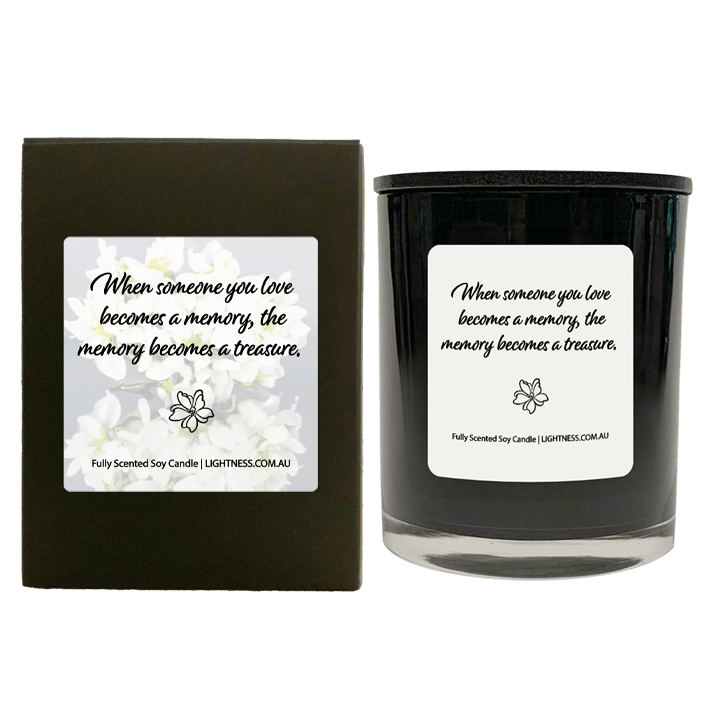 Candle in black  glass jar with black Gift Box - When someone you love becomes a memory, the memory becomes a treasure.