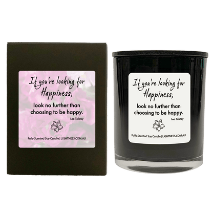 Candle in black  glass jar with black Gift Box - If you're looking for happiness, look no further than choosing to be happy.