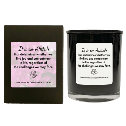 Candle in black  glass jar with black Gift Box - It is our attitude that determines whether we find joy and contentment in life, regardless of the challenges we may face.