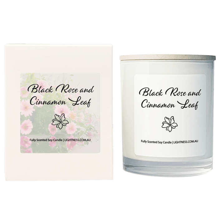 Scented Soy Candle - Black Rose & Cinnamon Leaf