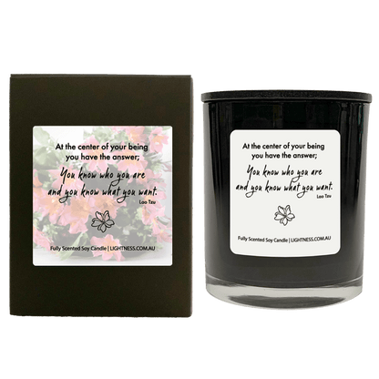 Candle in black  glass jar with black Gift Box - At the center of your being you have the answer; you know who you are and you know what you want.