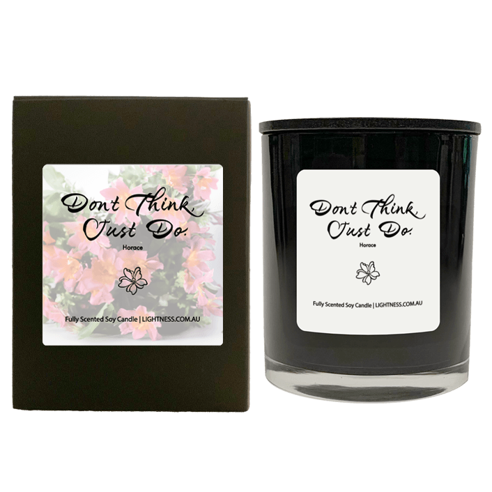 Candle in black  glass jar with black Gift Box - Don't think, just do.