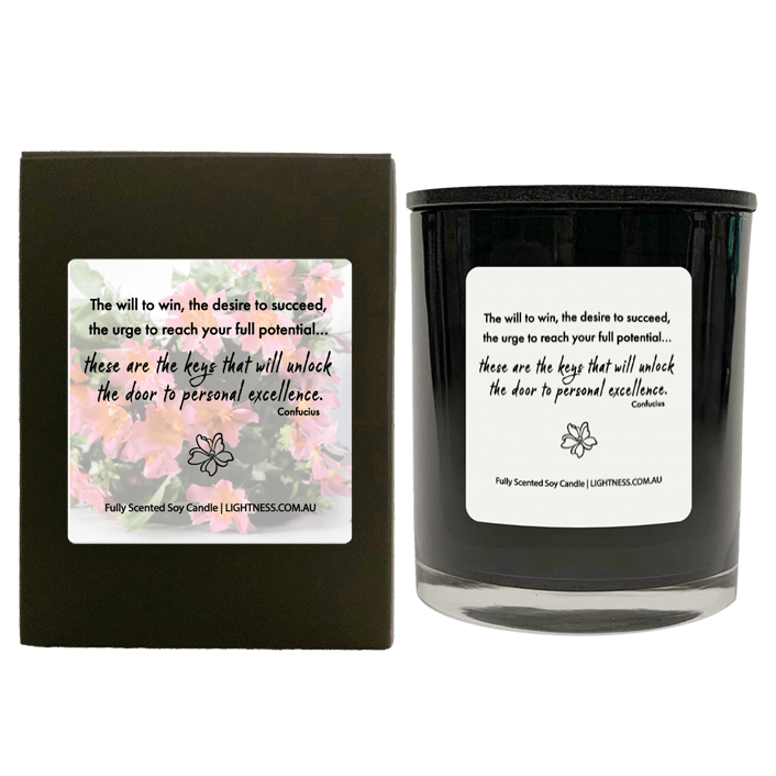 Candle in black  glass jar with black Gift Box - The will to win, the desire to succeed, the urge to reach your full potential... these are the keys that will unlock the door to personal excellence.