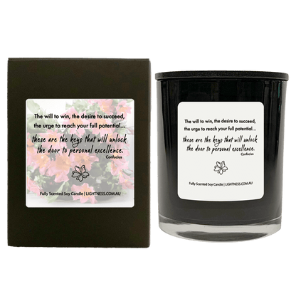 Candle in black  glass jar with black Gift Box - The will to win, the desire to succeed, the urge to reach your full potential... these are the keys that will unlock the door to personal excellence.