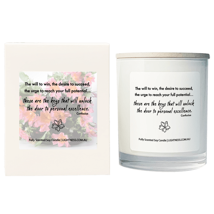 Candle in white glass jar with White Gift Box - The will to win, the desire to succeed, the urge to reach your full potential... these are the keys that will unlock the door to personal excellence.