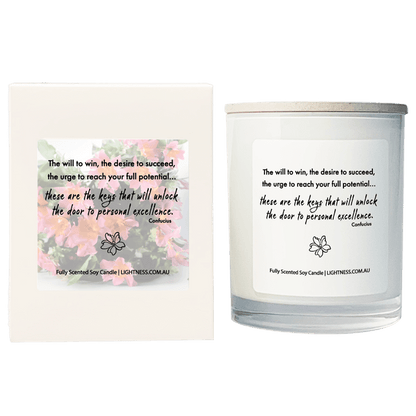 Candle in white glass jar with White Gift Box - The will to win, the desire to succeed, the urge to reach your full potential... these are the keys that will unlock the door to personal excellence.