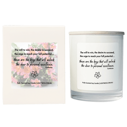 Candle in white glass jar with White Gift Box - The will to win, the desire to succeed, the urge to reach your full potential... these are the keys that will unlock the door to personal excellence.